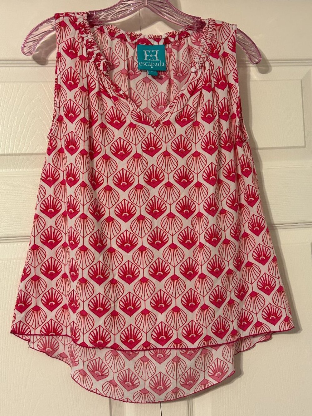 ESCAPADA Sz XS Pink and White Sleeveless Swing Tank Top